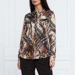 NWT Marciano Guess The Essence Blouse Size XS Leopard Lines Brown Multi Color